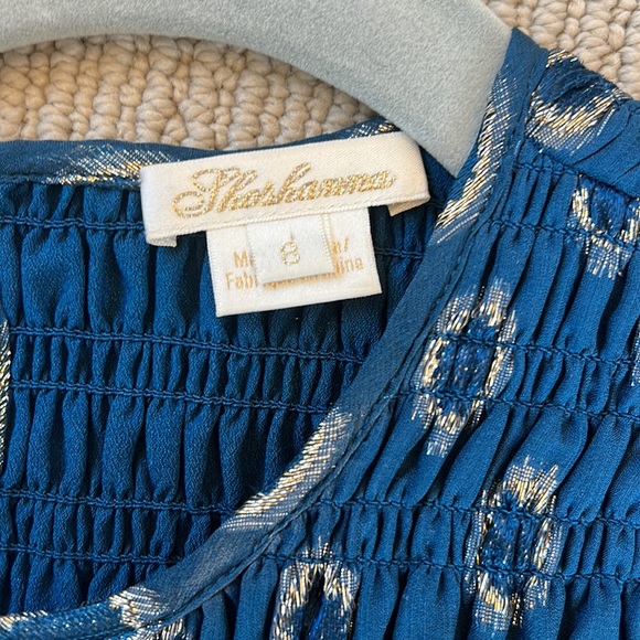 Silver dotted turquoise dress long sleeve - Picture 2 of 3